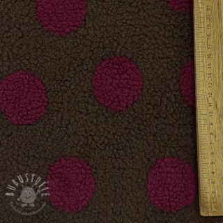 Mantelstoff TEDDY JACQUARD Dots dark brown