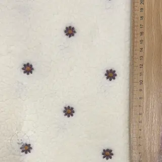 Mantelstoff TEDDY EMBROIDERY Mini ecru