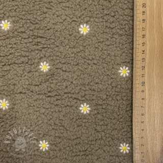 Mantelstoff TEDDY EMBROIDERY Mini taupe