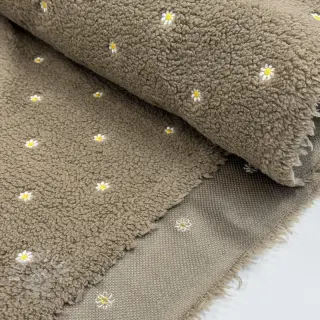 Mantelstoff TEDDY EMBROIDERY Mini taupe