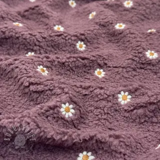 Mantelstoff TEDDY EMBROIDERY Mini rosewood