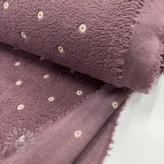Mantelstoff TEDDY EMBROIDERY Mini rosewood