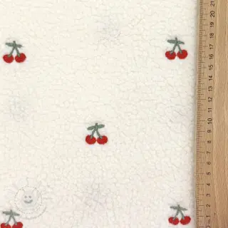 Mantelstoff TEDDY EMBROIDERY Cherries