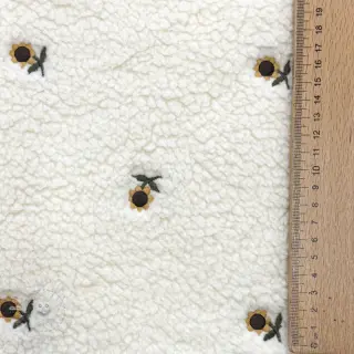 Mantelstoff TEDDY JACQUARD EMBROIDERY Sunflower