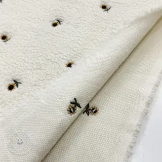 Mantelstoff TEDDY JACQUARD EMBROIDERY Sunflower