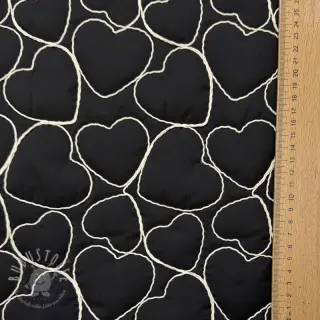 Steppstoffe EMBROIDERY Hearts black