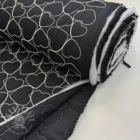 Steppstoffe EMBROIDERY Hearts black