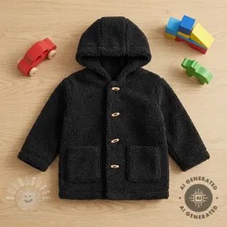 Mantelstoff TEDDY black