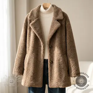 Mantelstoff TEDDY soft taupe