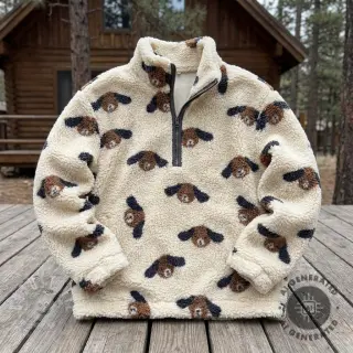 Mantelstoff TEDDY JACQUARD Dogs brown