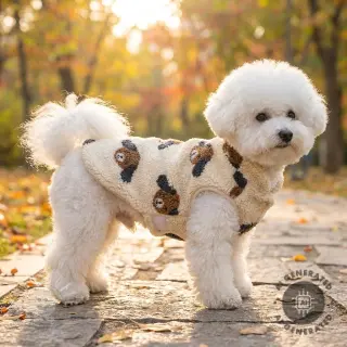 Mantelstoff TEDDY JACQUARD Dogs brown