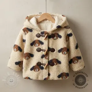 Mantelstoff TEDDY JACQUARD Dogs brown