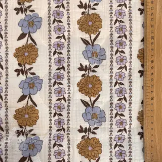 Double gauze/musselin STEPPED Flowers in stripe white