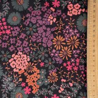 Baumwollstoff VOILE STEPPED Flowerie black digital print