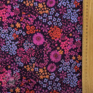 Baumwollstoff VOILE STEPPED Flowerie purple digital print