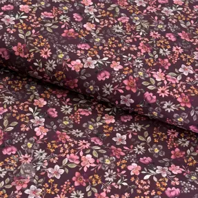Baumwollstoff Autumn flowers burgundy digital print
