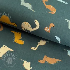 Double gauze/musselin Dinosaurus green
