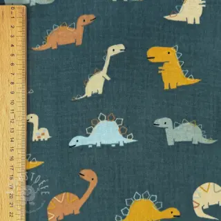 Double gauze/musselin Dinosaurus green