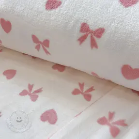Fleece Bows and hearts ecru