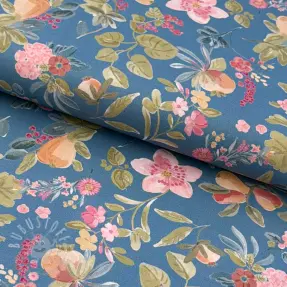 Baumwollstoff Floweria nova blue digital print