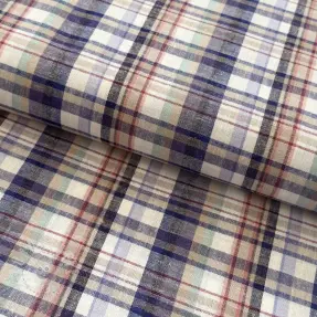 Viskosestoff leinen YARN DYED Checks Old fashion blue