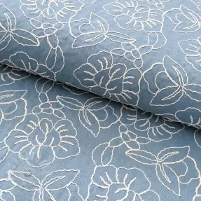 Viskosestoff leinen EMBROIDERY Latizia old blue