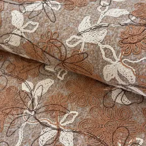 Mantelstoff WOOLY EMBROIDERY Petra beige