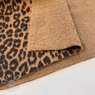 Mantelstoff TEDDY SUEDE Panther LEO light brown