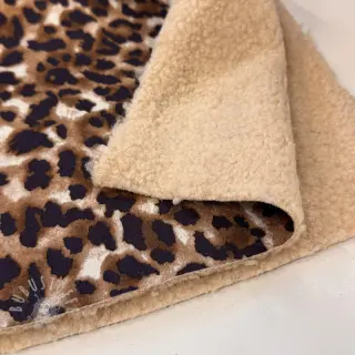 Mantelstoff TEDDY SUEDE Panther LEO cognac