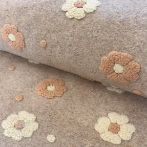 Mantelstoff LUXE with 3D Flowers sand