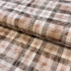 Baumwollstoff FLANNEL DOUBLE FACED Checks brown