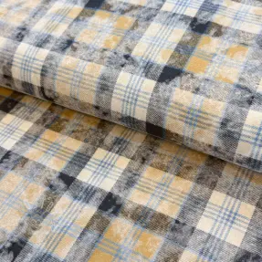 Baumwollstoff FLANNEL DOUBLE FACED Checks ochre