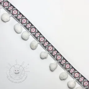 Bommelborte JACQUARD white