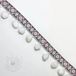 Bommelborte JACQUARD white