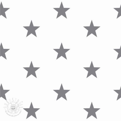 Baumwollstoff Stars white/grey