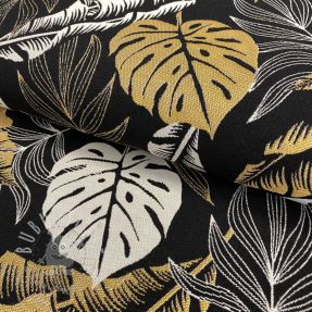 Dekostoff jacquard Botanic leaf metallic deluxe