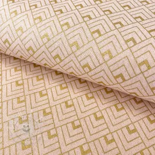 Dekostoff Linenlook Art deco cubes rose metallic premium