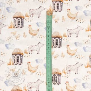 Baumwollstoff Snoozy fabrics Farm style Piggy digital print