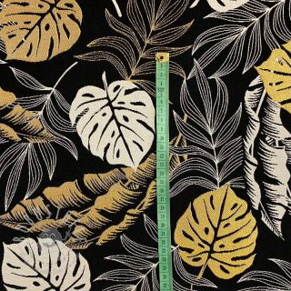 Dekostoff jacquard Botanic leaf metallic deluxe