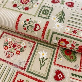 Dekostoff Linenlook Edelweiss patchwork