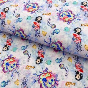 Baumwollstoff Snoozy fabrics Mermaids violet digital print