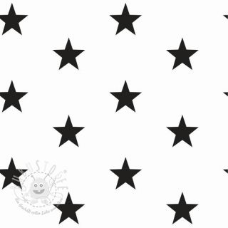 Baumwollstoff Stars white/black