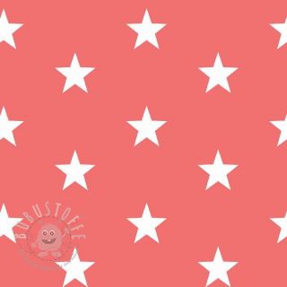 Baumwollstoff Stars coral