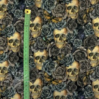 Jersey Skull and roses black grey digital print
