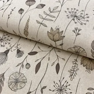 Dekostoff Linenlook Handdrawn flowers