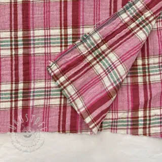 Double gauze/musselin Double sided CHECKS pink