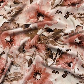 Viskosestoff RADIANCE Watercolor flowers coral