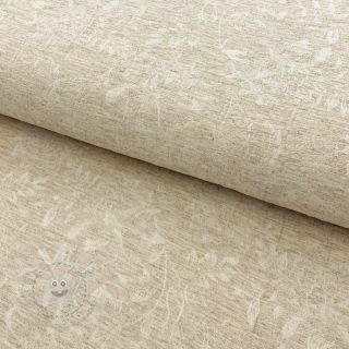 Viskosestoff leinen JACQUARD Leaves natural