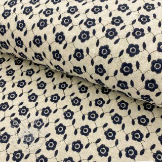Viskosestoff leinen embroidery Michaela navy