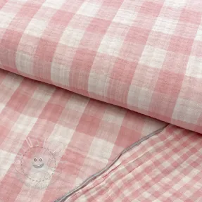 Double gauze/musselin Double sided CHECKS MINI old rose